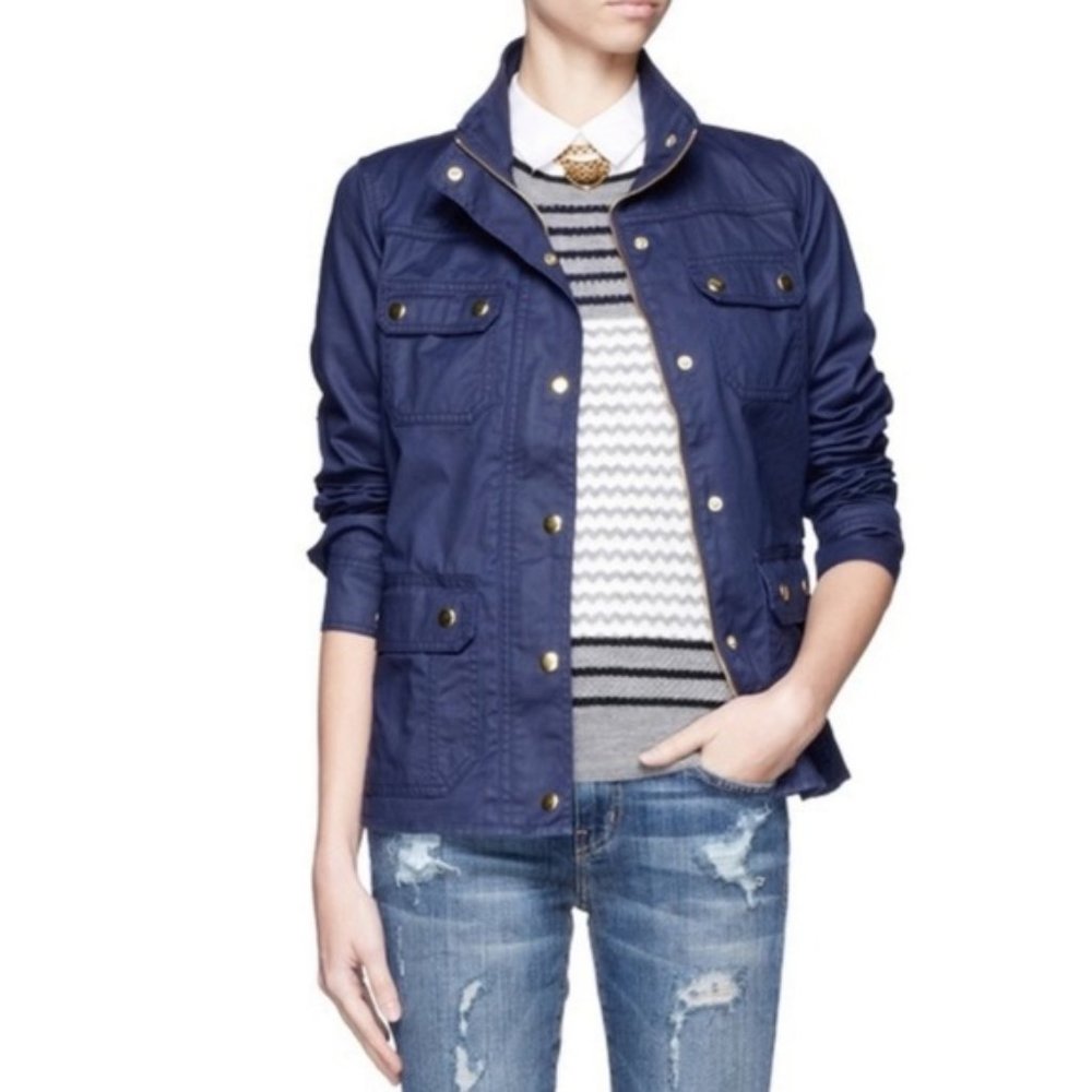 J crew downtown field jacket waxed 100% cotton waxed canvas medium